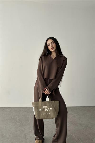 Premium Modal Kumaş Kahverengi Takım