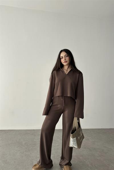 Premium Modal Kumaş Kahverengi Takım