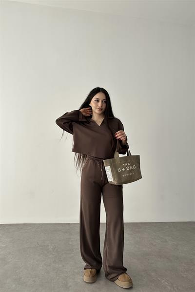 Premium Modal Kumaş Kahverengi Takım