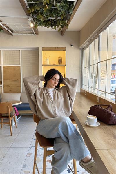 Premium Modal Yakalı Dökümlü Bomber Ceket