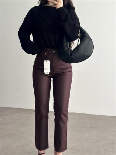 Premium Mumlu Boyfit Jean Koyu Bordo