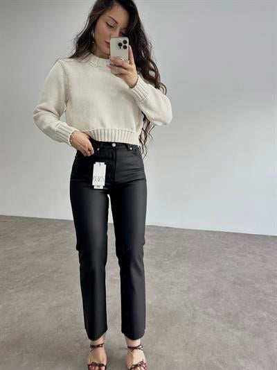 Premium Mumlu Boyfit Jean Siyah