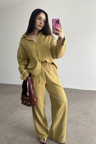 Premium Müslin Takım Yağ Yeşili