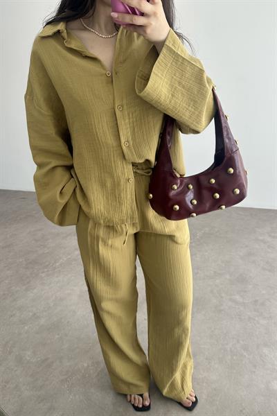 Premium Müslin Takım Yağ Yeşili