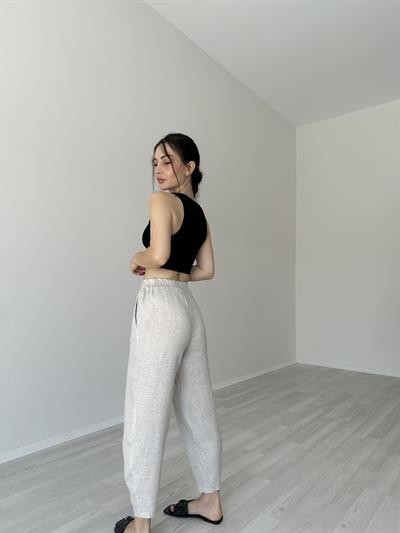 Premium Natural Ham Keten Dar Paça Pantolon