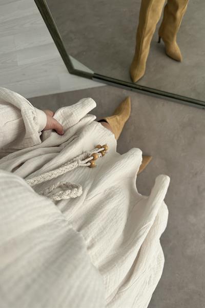 Premium Pamuk Müslin Elbise Bej