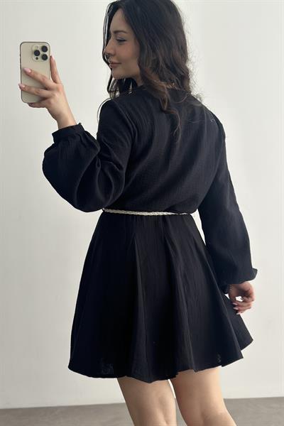 Premium Pamuk Müslin Elbise Siyah