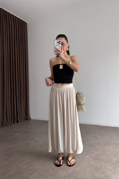 Premium Pilili Ekru Şalvar Pantolon