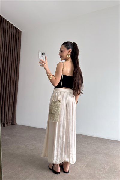 Premium Pilili Ekru Şalvar Pantolon