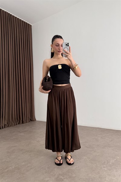 Premium Pilili Kahve Şalvar Pantolon