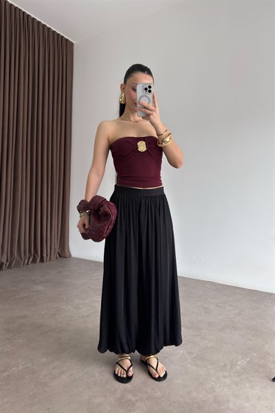 Premium Pilili Siyah Şalvar Pantolon