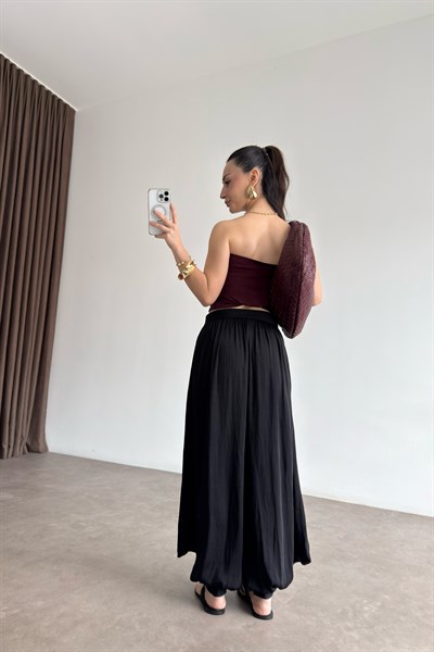 Premium Pilili Siyah Şalvar Pantolon