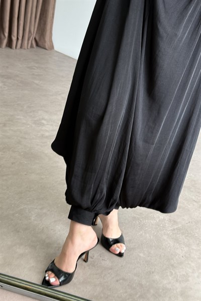 Premium Pilili Siyah Şalvar Pantolon
