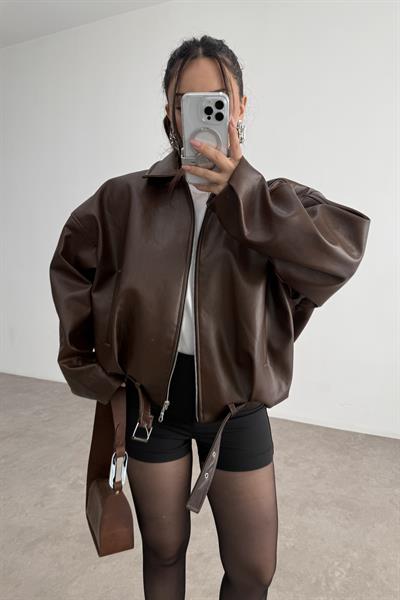 Premium Poison B Yanık Kahve Deri Ceket