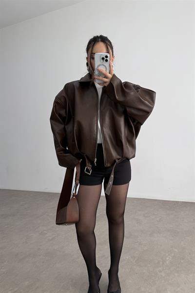 Premium Poison B Yanık Kahve Deri Ceket