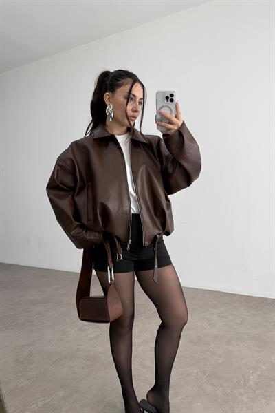 Premium Poison B Yanık Kahve Deri Ceket