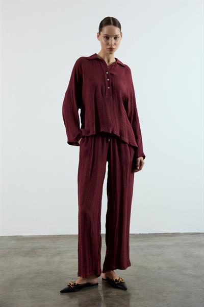 Premium Polo Yaka Pantolon Takım Bordo