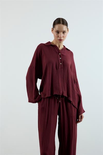 Premium Polo Yaka Pantolon Takım Bordo