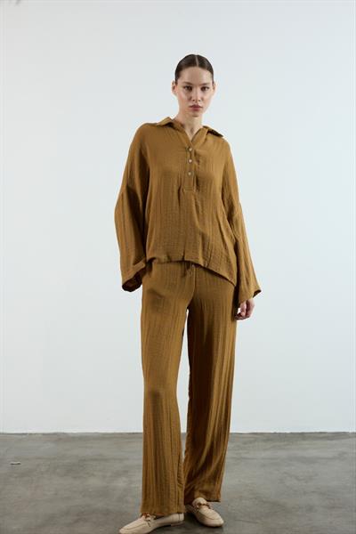 Premium Polo Yaka Pantolon Takım Hardal