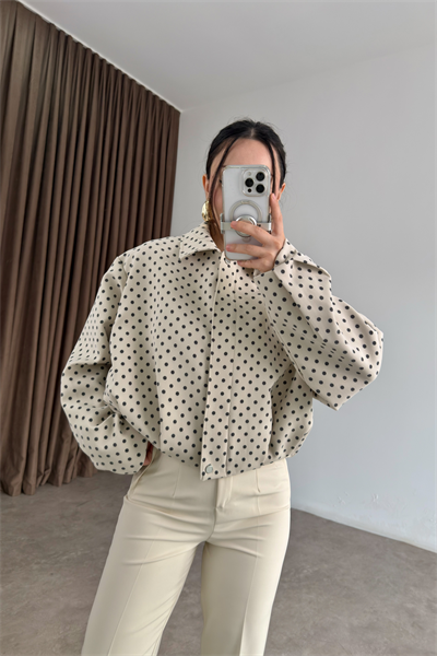 Premium Puantiyeli Bomber Ceket