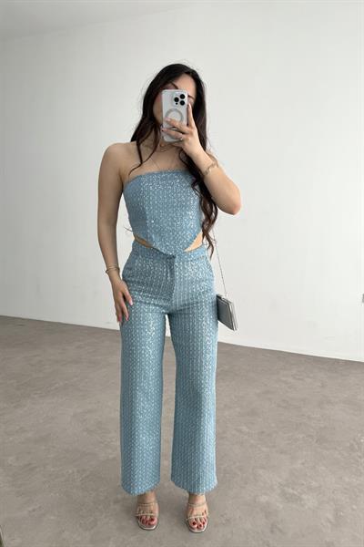 Premium Pullu Korse Pantolon Takım