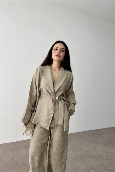 Premium Şal Yaka Kimono Takım Haki 