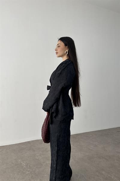 Premium Şal Yaka Kimono Takım Siyah