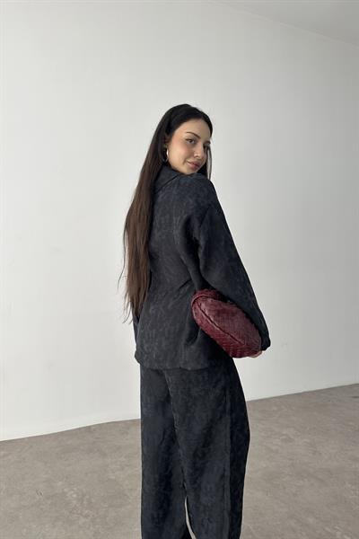 Premium Şal Yaka Kimono Takım Siyah