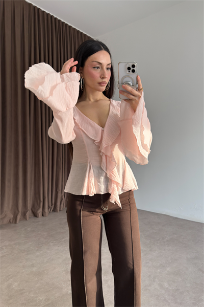 Premium Seashell Pembe Romantik Gömlek 