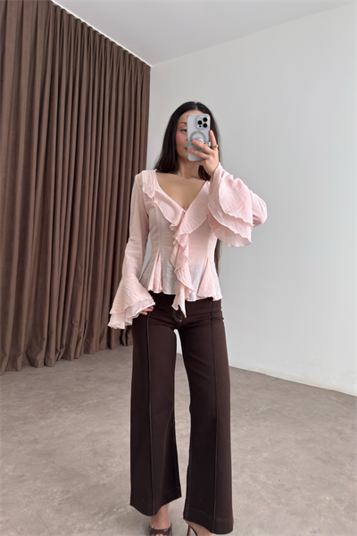 Premium Seashell Pembe Romantik Gömlek 