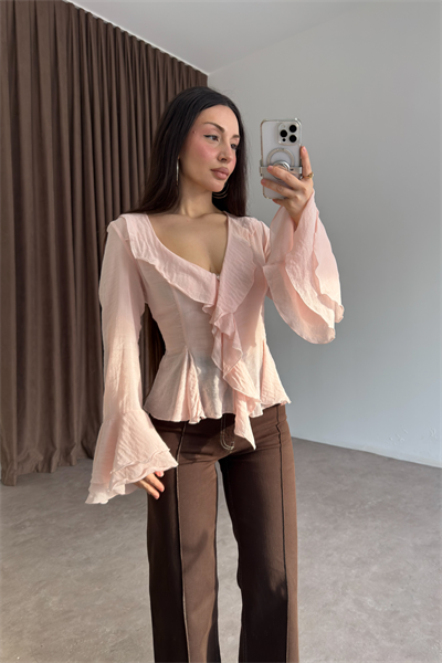 Premium Seashell Pembe Romantik Gömlek 