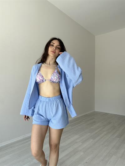 Premium Seri Mavi Müslin Takım