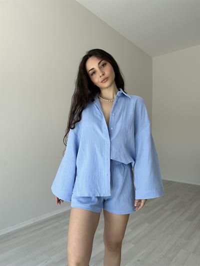 Premium Seri Mavi Müslin Takım