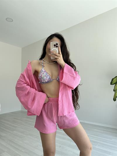 Premium Seri Pembe Müslin Takım