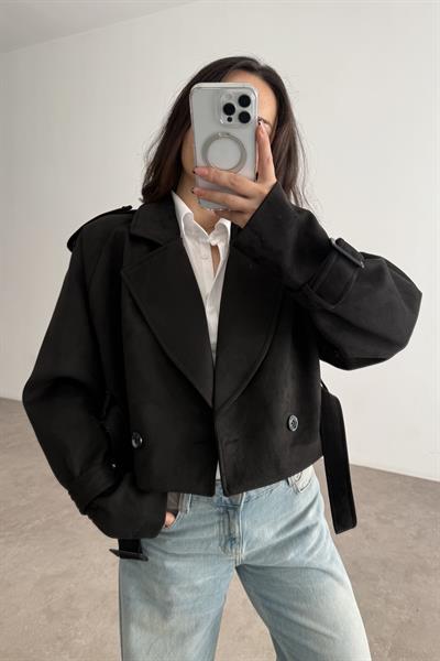 Premium Süet Siyah Klasik Kesim Ceket