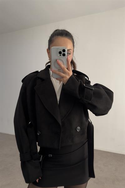 Premium Süet Siyah Klasik Kesim Ceket