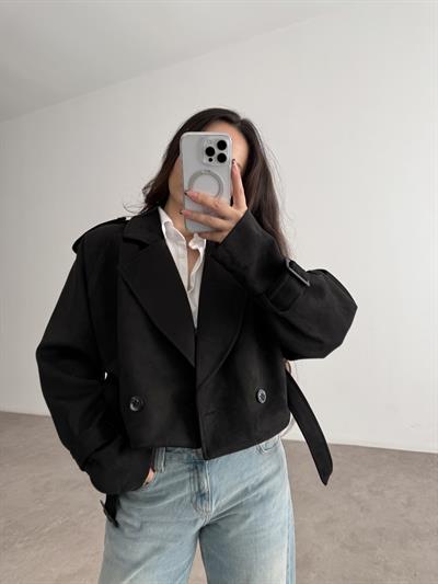 Premium Süet Siyah Klasik Kesim Ceket