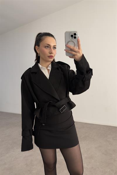 Premium Süet Siyah Klasik Kesim Ceket