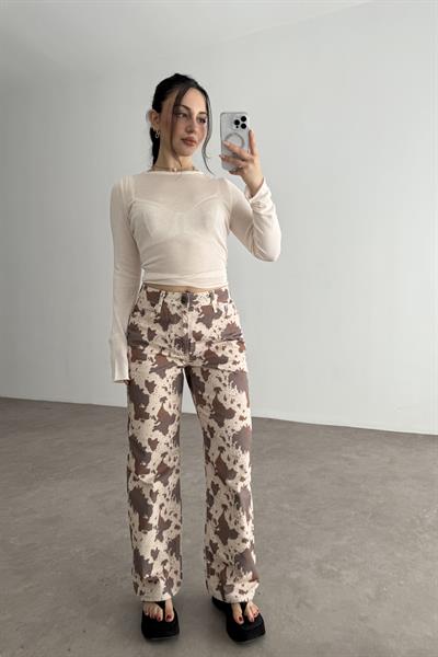 River Island Tasarım Cow Pantolon