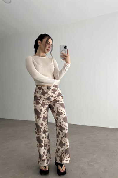 River Island Tasarım Cow Pantolon