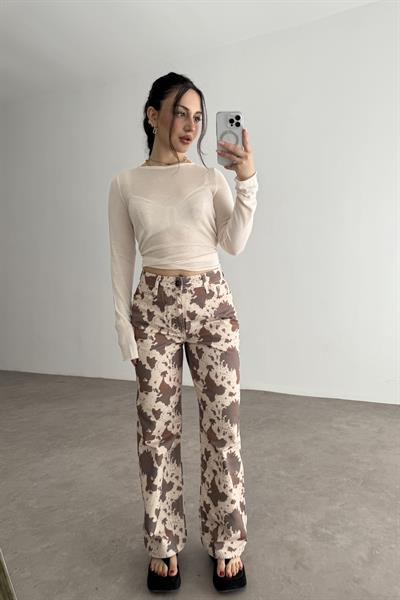 River Island Tasarım Cow Pantolon