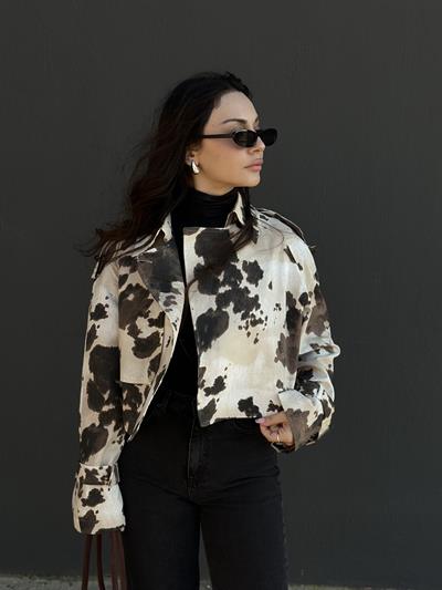 Premium Tasarım Cow Trençkot