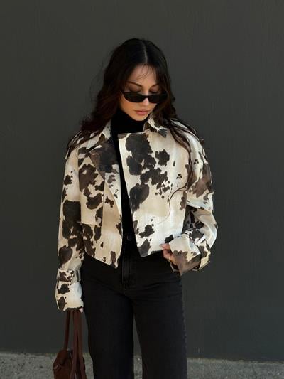 Premium Tasarım Cow Trençkot