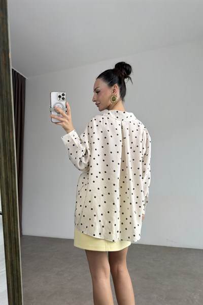 Premium Tensel Oversize Puantiyeli Gömlek 