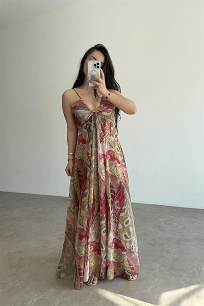 Premium Vintage Askılı Elbise 