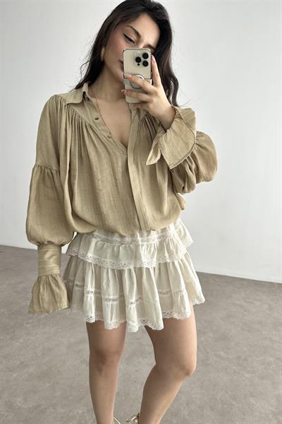 Premium Viskon Bohem Gömlek Çağla