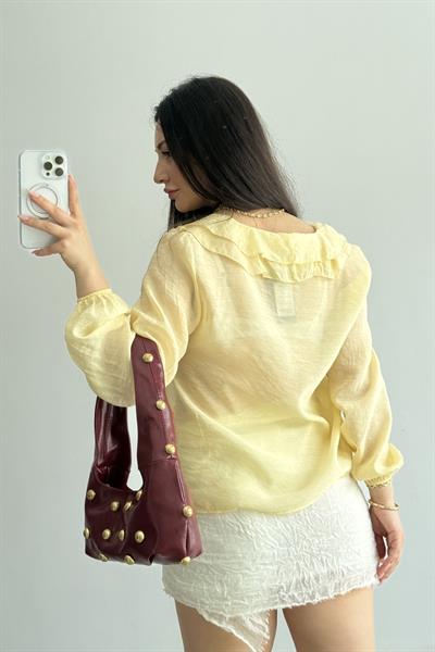 Premium Volanlı Bohem Gömlek Yellow