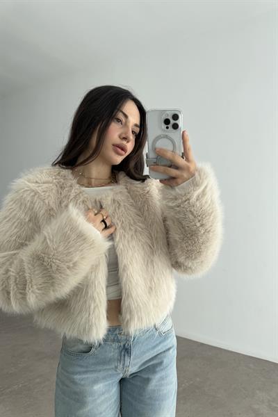 Premium Yakasız Taş Kürk 