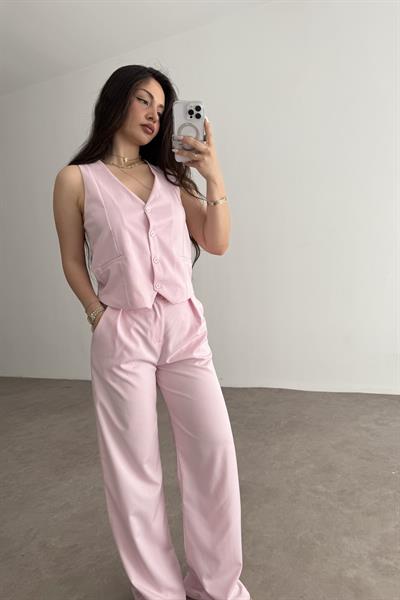Premium Yelek Pantolon Takım Pink