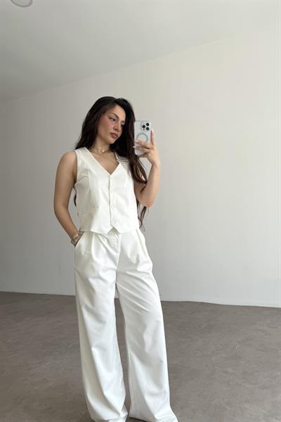 Premium Yelek Pantolon Takım White
